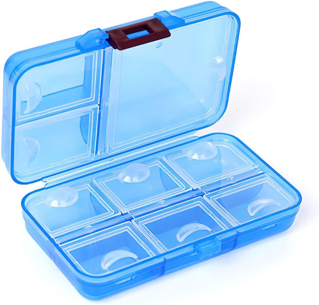 Pill Organizer, Portable Pill Dispenser,9 Fächer Feuchtigkeits-Proof Pille Box für Purse Vitamine, Medizin, Fischöl, Tablette Pille Organizer (Blau)