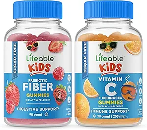 Lebensfähiger Zucker Kostenlose Preciotic Fiber Kids + Vitamin C Kids, Gummie Bundle - Große Verkostung, Vitamin-Ergänzung, Glutenfrei, GMO frei, Kaugummi