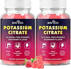 Kalium-Zitrat-Gummi für Erwachsene, Zuckerfreie Kalium-Gummi-Gummi-Gummi-Gummi-Gummi-Gummi-Gummi-Gummi-Gummi-Gummi-Gummi-Gummi-Gummi-Gummi-Gummi-Gummi-Gummi-Gummi 1000mg-Unterstützung Beine Krabben & Elektrolyt Balance Hohe Potenz Kalium-Zusatz