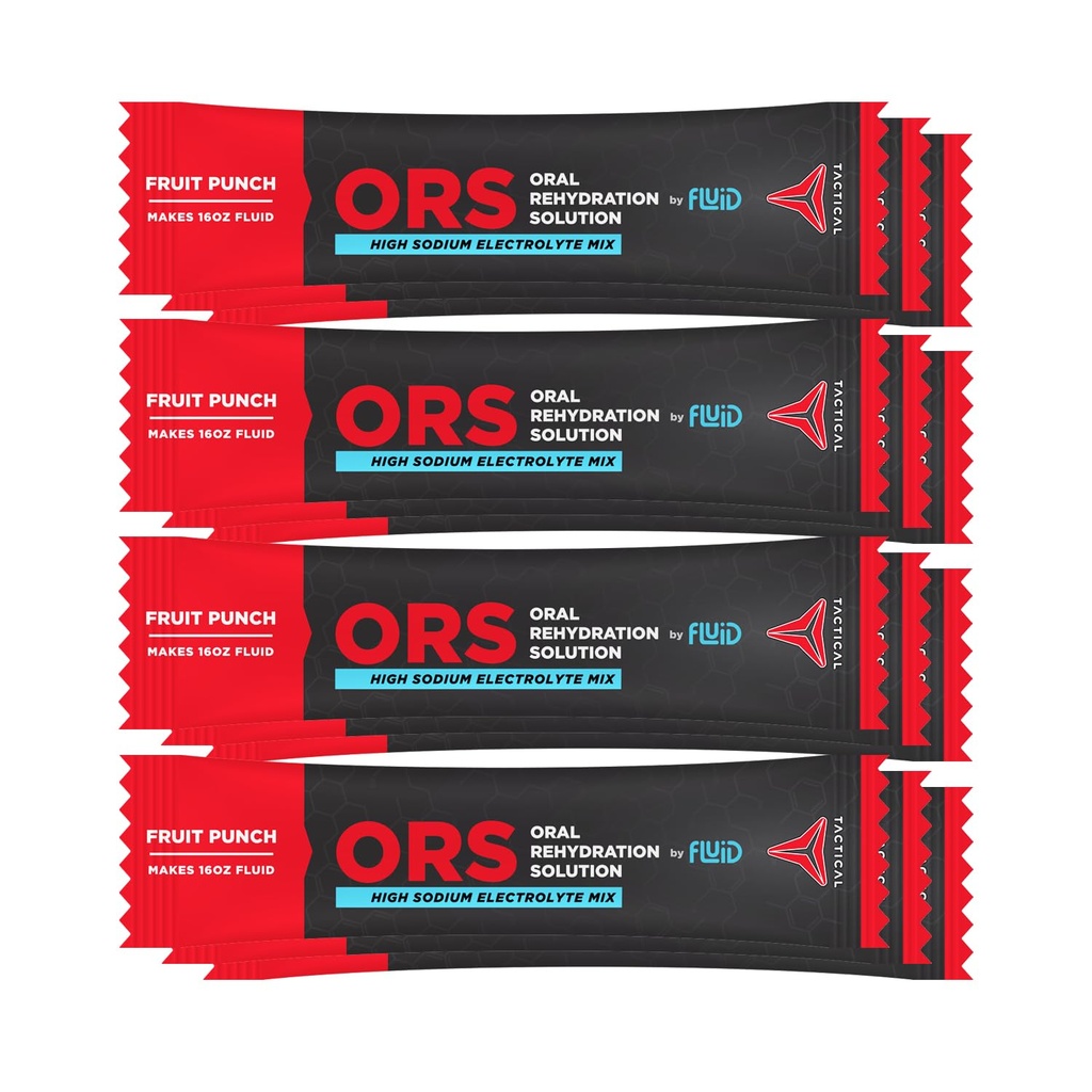 Fluid Tactical - ORS (Oral Rehydration Solution), Recover Faster, Extreme Dehydration Elektrolyte, 12pack (Fruit Punch)