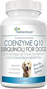 Coenzym Q10 für Hunde Grain-Free Supplement, Ubiquinol - Die Electron-Rich-Form von CoQ10, fördert Herzgesundheit, kognitive und Energieunterstützung für Hunde, 120 Kautabletten