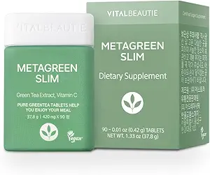 VITALBEAUTIE Metagreen Slim (Grüne Tee-Extrakt, EGCG) enthaltend Catechin, Vitamin C für gesunde Physique, Gesunde Cholesterin-Ebene, Antioxidans, Vegan-Ergänzung von AMOREPACIFIC - 30 Portionen