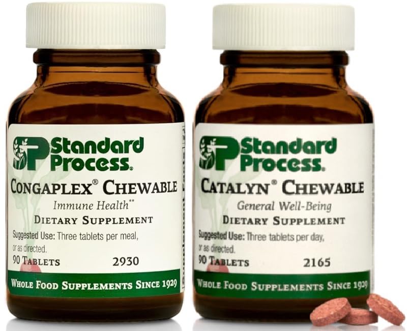 Standard Process Children's Wellness Chewable Bundle - Congaplex & Catalyn Supplement Kit - Immun- & Cell Function Support Supplements - Nahrungsergänzungsmittel für Gesamtgesundheit