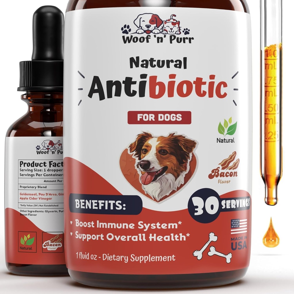 Dog Antibiotics for Infection, Husten, UTIs, Allergien, Juckreiz | Natürliche Antibiotika für Hunde zu unterstützen Haut, Mantel, & Digestion | für alle Rassen & Alter | 1 fl oz