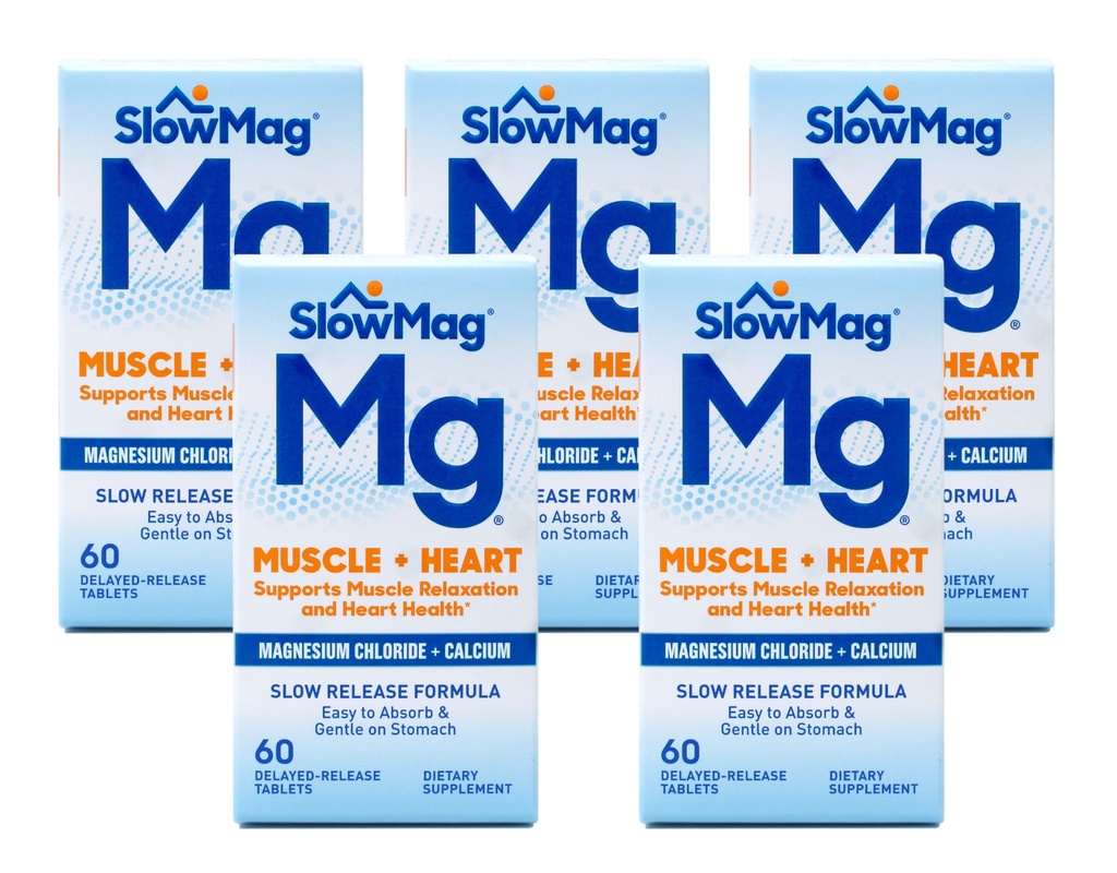 Slow Mag Magnesium Chloride und Calcium, je 60 Tabletten (Value Pack von 5)
