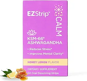 Calm – KSM-66 Ashwagandha Oral Strips. Stress Relief und Fokussierung. Honey Lemon Flavor. Zuckerfrei, Glutenfrei, Allergen frei, Nicht-GVO. Made in USA in einer FDA-Registered Facility. Insgesamt