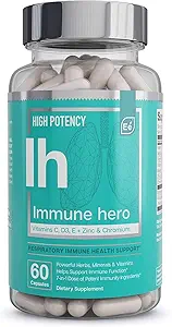 Essential Elements Immununterstützungsergänzung - mit Vitamin C, Zink, L-Cystein, Chrom und mehr | Multi-System Immunität Booster | Immune Hero 60 Veggie Kapseln