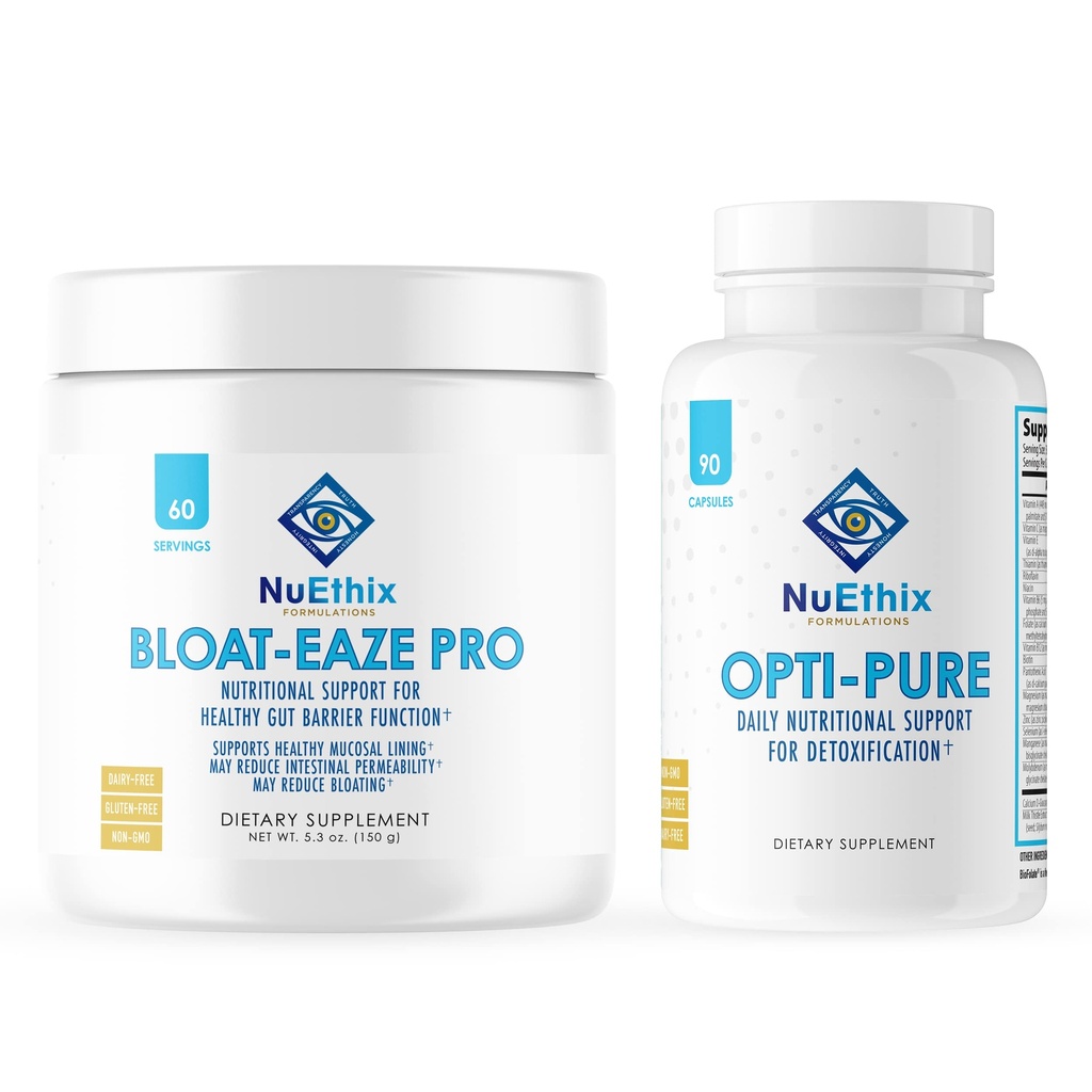 NuEthix Formulierungen Entgiftung und Gut Unterstützung Ergänzung Bundle von Opti-Pure, 30 Portionen und Bloat-Eaze, 60 Portionen