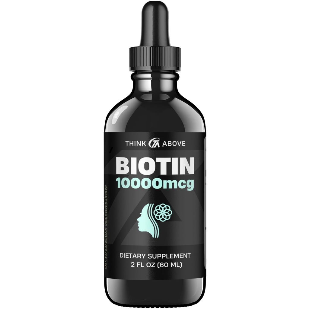 Liquid Biotin 10.000 mcg mit Vitamin C – High Potency Hair, Haut- und Nagelunterstützung – Schnelle Absorption Biotin Tropfen – 60 Tage Versorgung – 2 oz