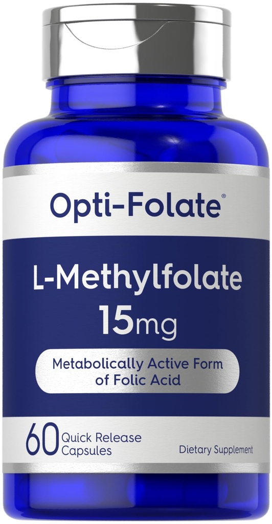 Carlyle L Methylfolat 15mg | 60 Kapseln | Max Potenz | Optimiert und aktiviert | Nicht-GVO, Glutenfrei | Methylfolat, 5-MTHF | von Opti-Folate