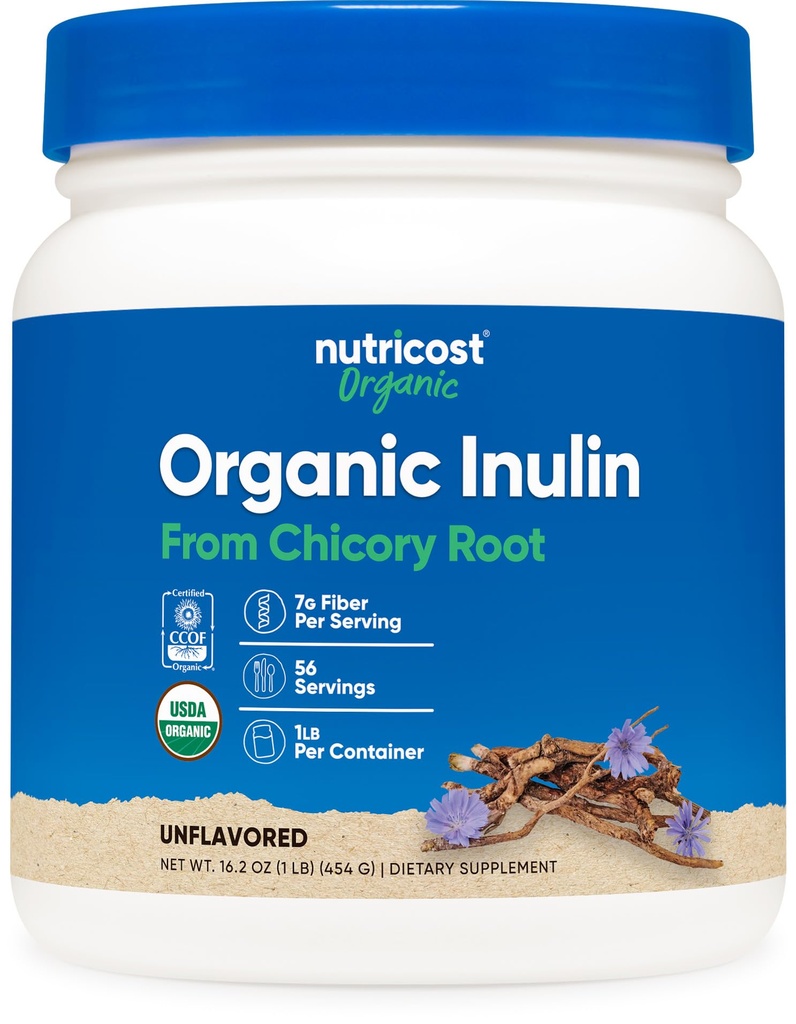 Nutricost Organic Inulin Powder 1LB (454 Gramm) 7 Gramm Fiber Per Serving - von Chicory Root - zertifiziert USDA Organic
