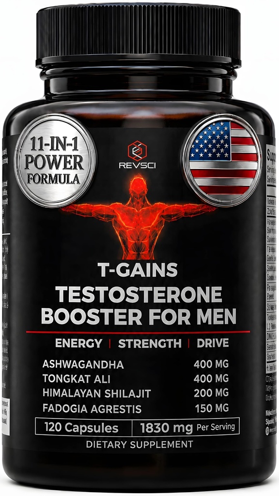 Anabolischer Booster & Muskelaufbau, T-GAINS Testosteron Ergänzung für Männer, TRT-Test Booster & Estrogen Blocker, HGH Ergänzungen für Männer - Tongkat Ali Fadogia Agrestis für Muskelwachstum, 120 Caps