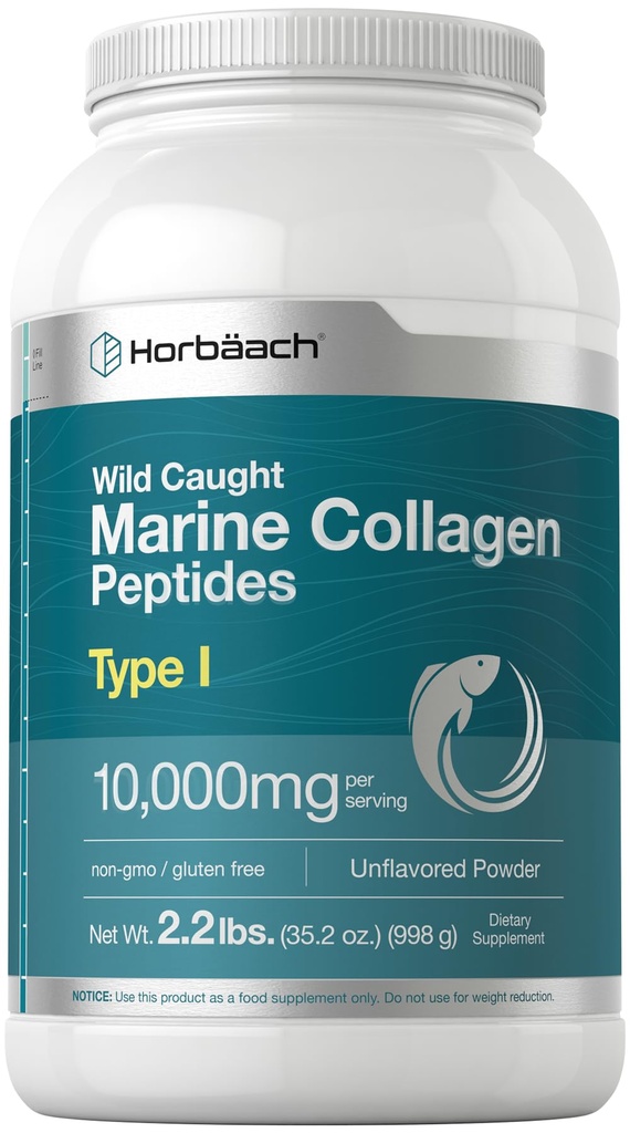 Horbäach Marine Collagen Powder 2.2 lbs | Hydrolysierte Collagen Peptide | Unflavored | Keto, Paleo, Non-GMO, Glutenfreie Ergänzung