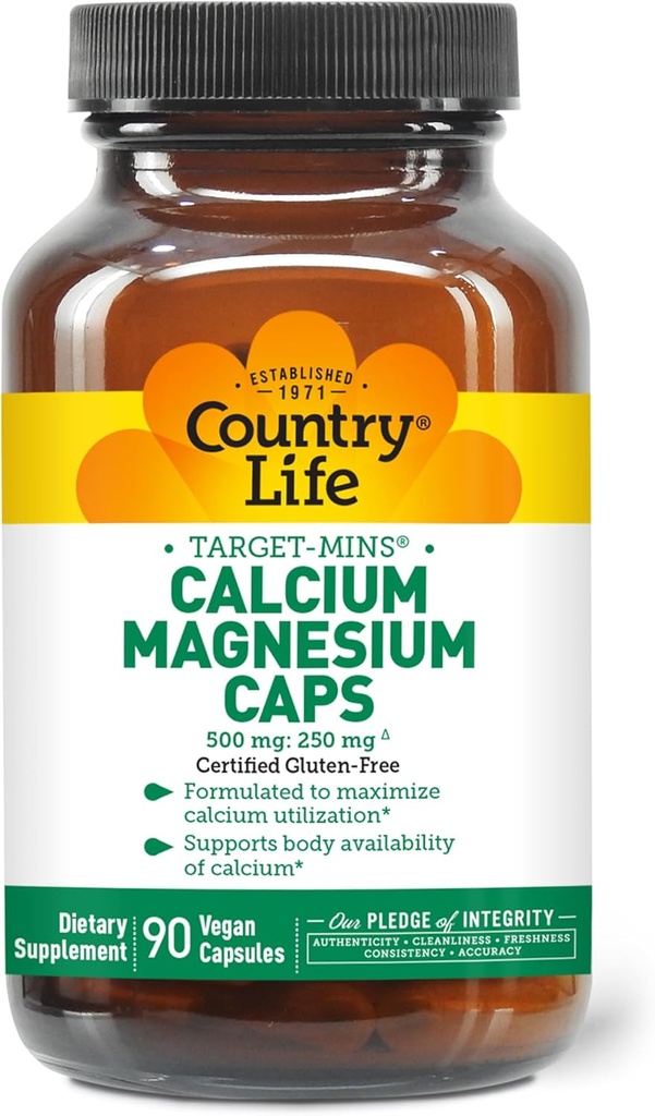 Country Life Target-Mins Calcium Magnesium Complex - 1000mg Calcium, 500mg Magnesium, Glutenfreie Ergänzung für Knochengesundheit