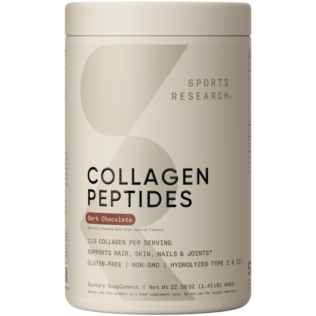 Sportforschung Collagen Peptide - Hydrolysiert Typ 1 & 3 Collagen Powder Protein Supplement für gesunde Haut, Nägel, & Gelenke - Einfache Mischung Vital Nährstoffe & Proteine, Kollagen für Frauen & Männer