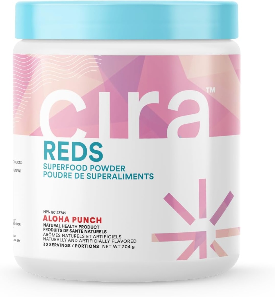 Cira Glow-Getter Reds Superfood Pulver - Antioxidantien & Polyphenole für erhöhte Energie & Gut Gesundheit - 30 Servierungen, Aloha Punch