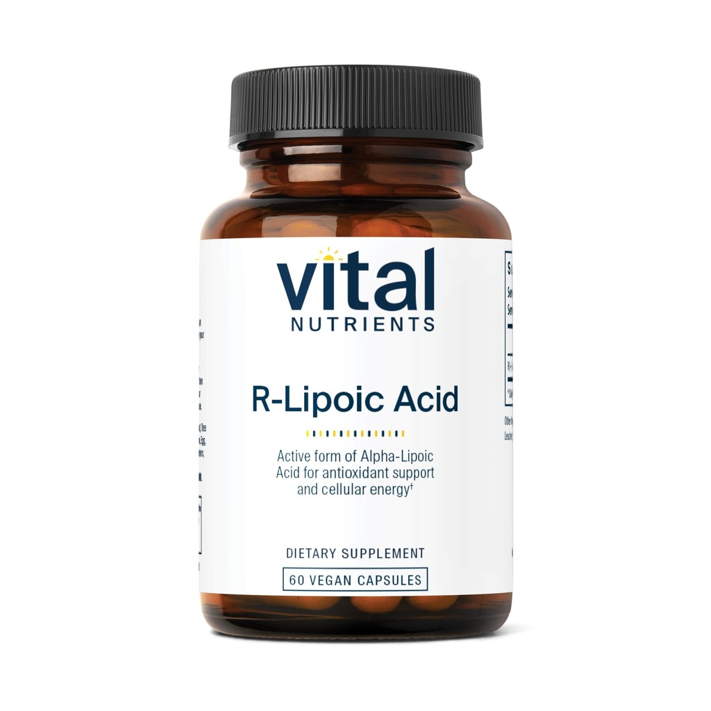 Vital Nährstoffe R-Lipoic Acid | Aktive Alpha-Lipoic Acid Antioxidant | ALA Ergänzung für gesunde Stoffwechsel und Energie | Gluten, Dairy, Soy Free | Non-GMO | 60 Kapseln