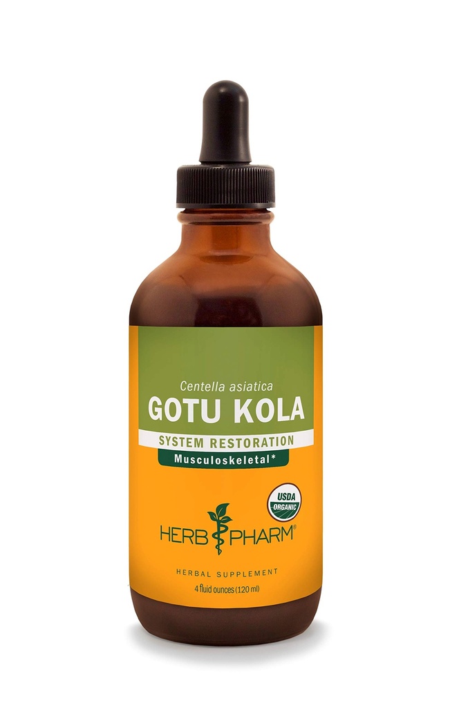 Kräuter Pharm Certified Organic Gotu Kola Flüssiger Extrakt für Musculoskeletal System Unterstützung - 4 Unze