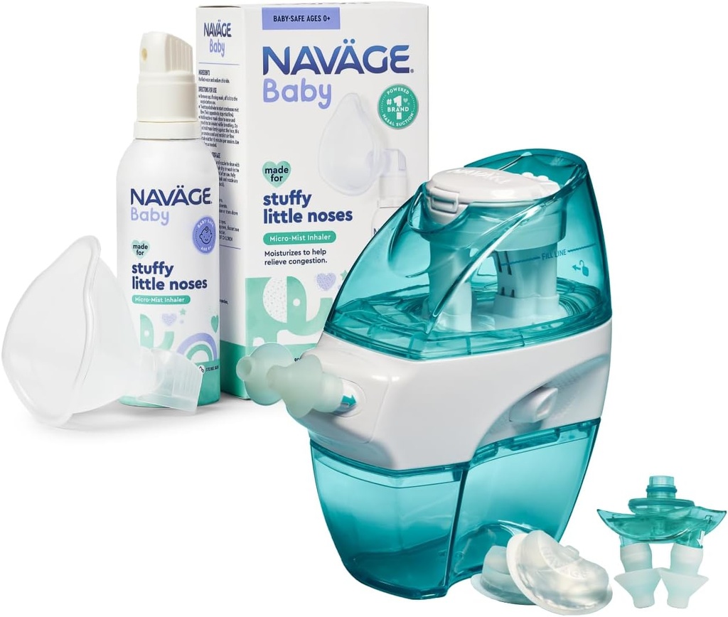Navage Multi-User Family Kit mit 30 SaltPods und Baby Mist Bundle – Saline Nasal Bewässerung für Erwachsene und anhaltenden Saline Mist für Infant Congestion Relief