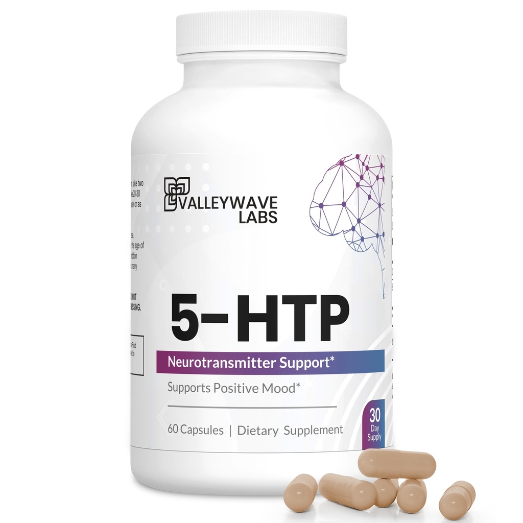 5-HTP - 200mg 5HTP Ergänzung (5-Hydroxytryptophan) Mood Plus Sleep*, Stress Relief*, 60 Kapseln - 30 Tage Versorgung, Made in USA