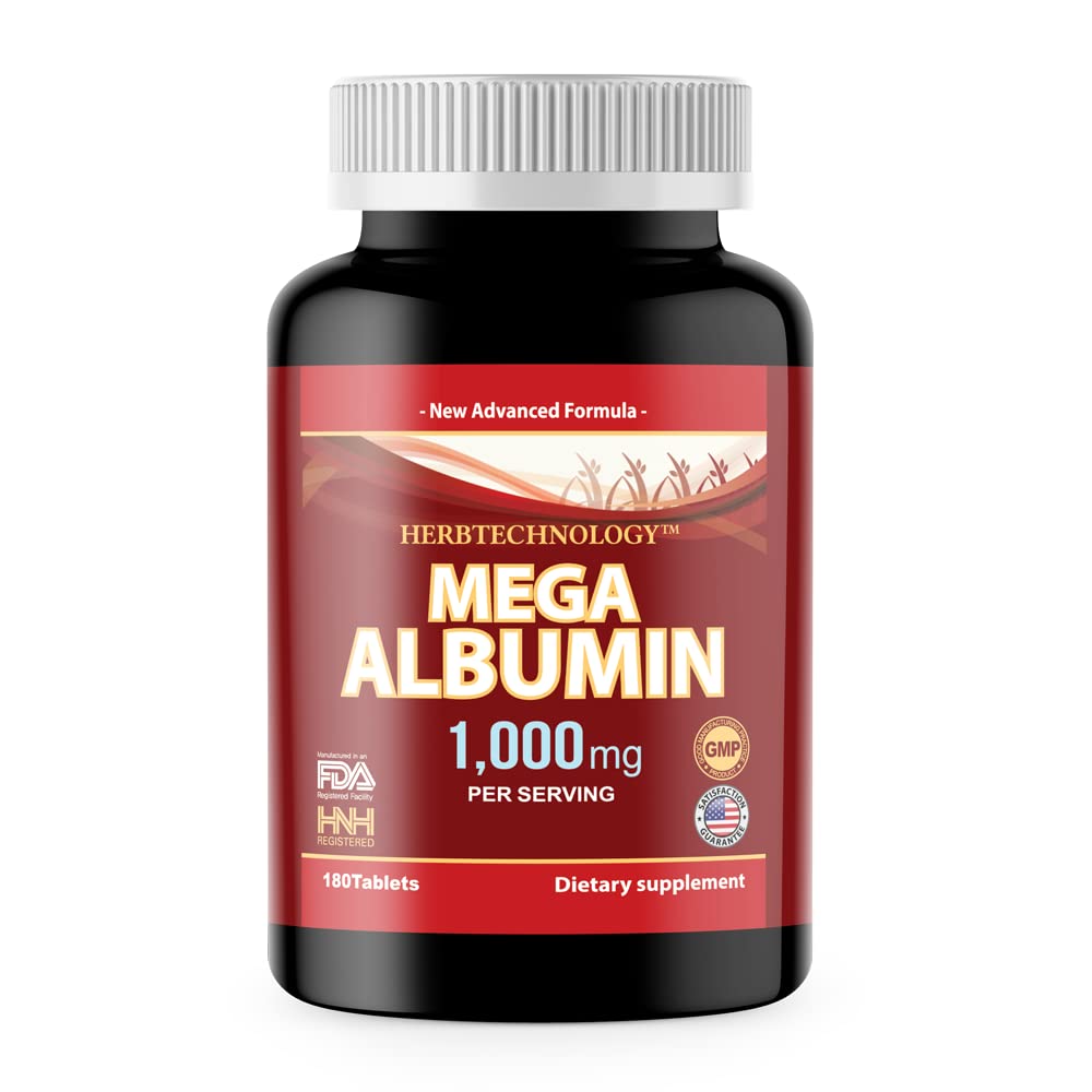Dr.K&C HNHusa Mega Albumin Protein 1000mg 180 Tabletten Gesunde Kidney Liver Funktion Wellness Gesamtgesundheit Unterstützung Energie Lebensbilanz Supplement 180tabs 1pk