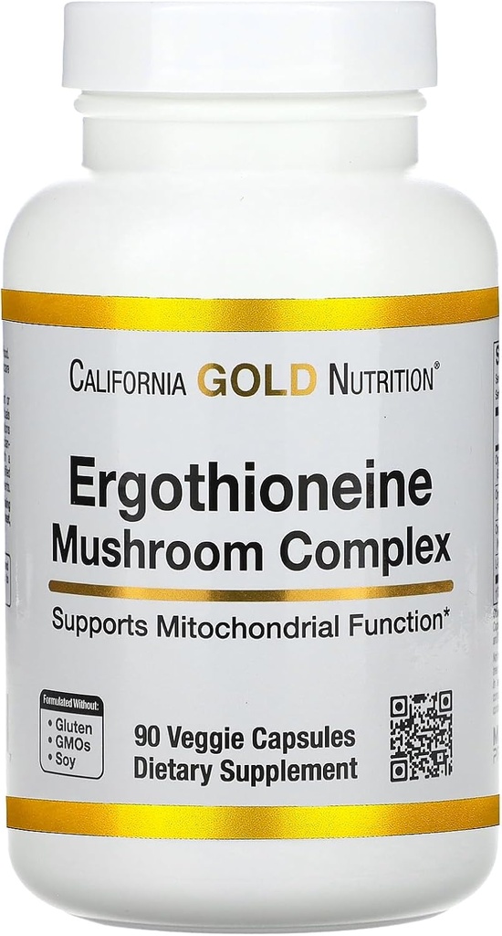 California Gold Nutrition Ergothioneine Pilzkomplex mit Bio Maitake, Bio Oyster, Bio Lion's Mane Mushroom Extracts und L-Ergothioneine, 90 Veggie Capsules