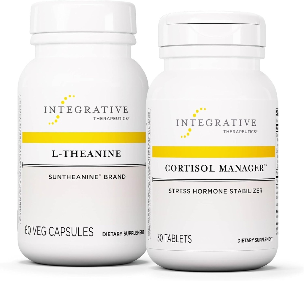 Integrative Therapie Bundle mit Cortisol Manager, 30 Tabletten & L-Theanine, 60 Kapseln - Cortisol Manager für Stressunterstützung mit Ashwagandha* - L-Theanine zur Unterstützung eines entspannten Staates*