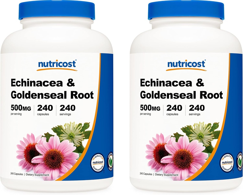 Nutricost Echinacea & Goldenseal Wurzel, 500mg, 240 Kapseln (2 Flaschen) - Veggie Caps, Non GMO, Glutenfrei