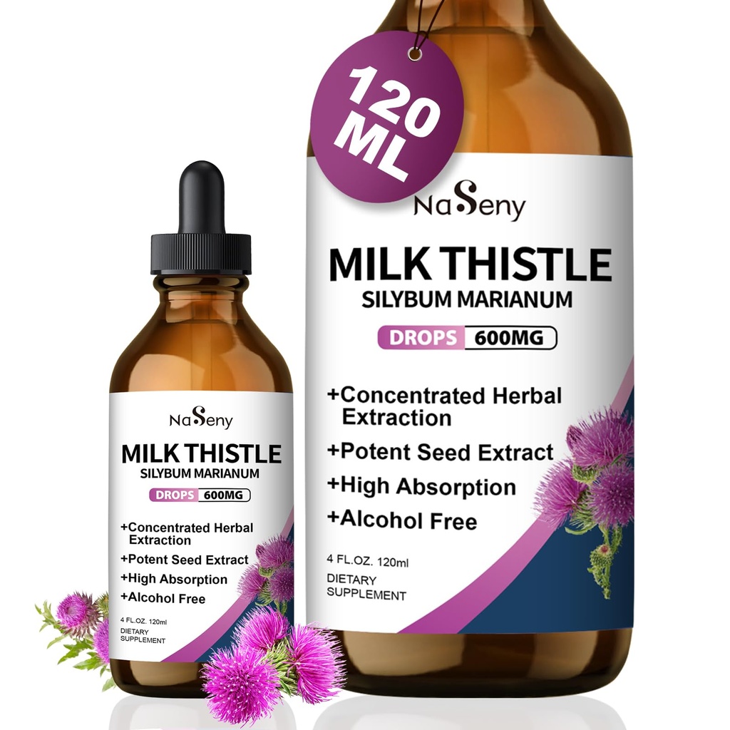 Milchdistel-Ergänzung, Silymarin Milchdistel-Extrakt für Leberunterstützung, Sauberkeit, Detox, Antioxidans-Unterstützung, Tägliche Leber-Ergänzung, Vegan & Non-GMO, 4 FL OZ
