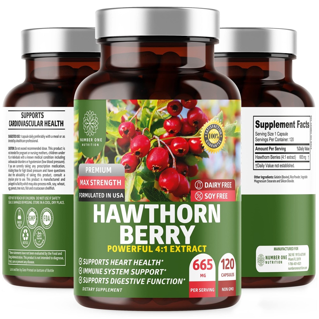 N1N Premium Hawthorn Berry Capsules [Max Stärke, 2660mg] Alle natürlichen Hawthorn Extrakt Ergänzung zur Immunität zu unterstützen, 120 Caps