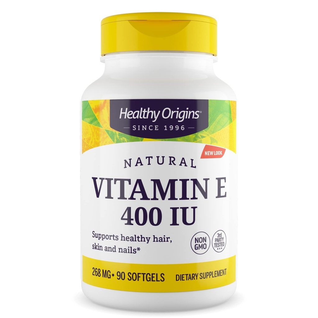 Gesunde Herkunft Vitamin E 400 IU (Natural, Non-GMO, Glutenfrei, Hautunterstützung, Herz-Kreislauf-Unterstützung), 90 Softgels