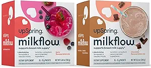 UpSpring Milchfluss Elektrolyt Breastfeeding Supplement Getränke Mix mit Fenugreek | Schokolade & Berry Flavor | Lactation Supplement zur Förderung der gesunden Brustmilchversorgung & Restore Elektrolyte | 2 Pack