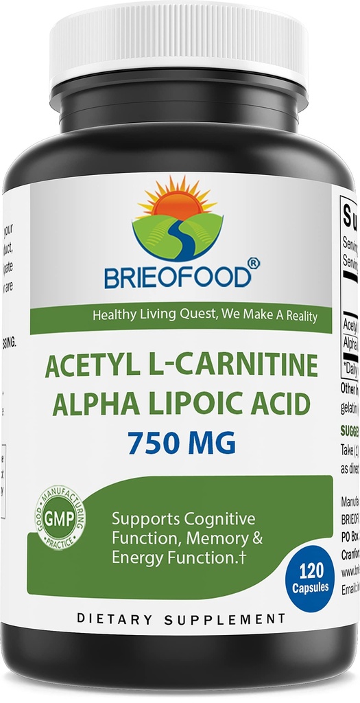 Brieofood Acetyl L-Carnitin Alpha Lipoic Acid (ALA ALC) 750 mg 120 Kapseln