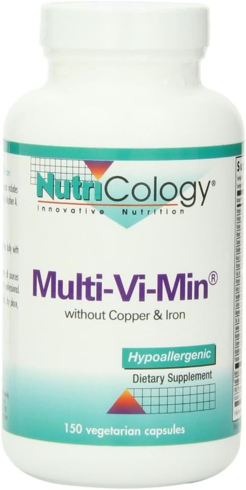 Nutricology Multi-Vi-Min ohne Kupfer & Eisen - Multivitamin für Männer & Frauen, Mineralkomplex, aktive Nährstoffe, mit Jod - 150 Zähler