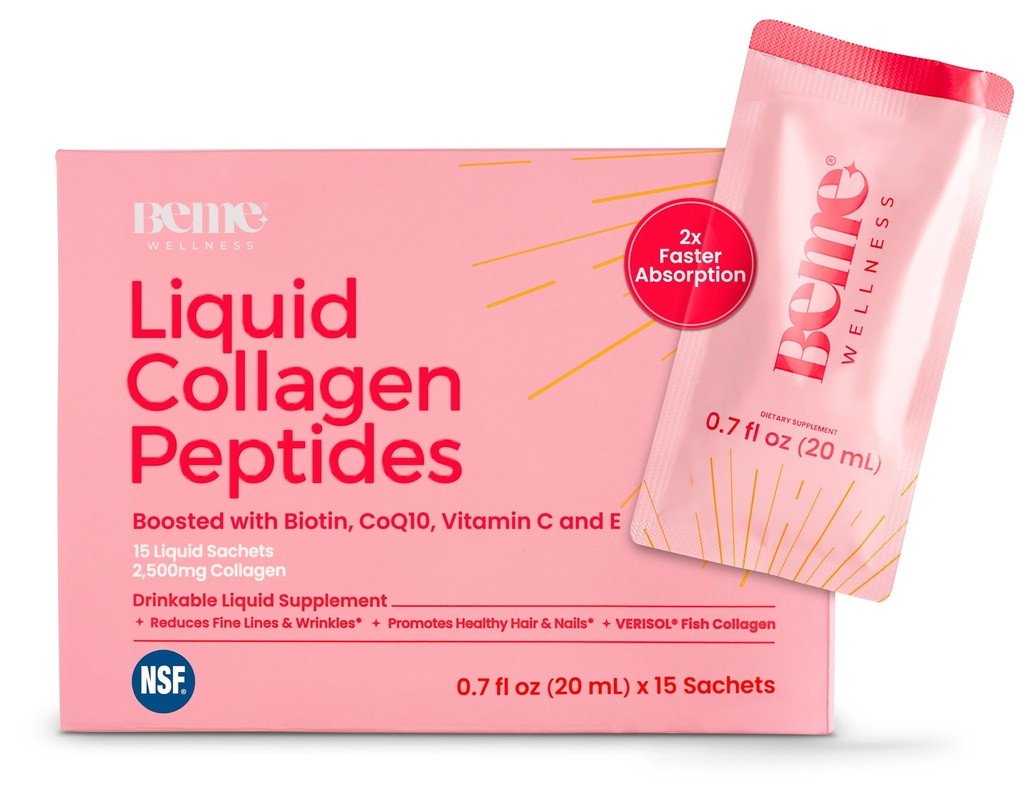 BeMe BeRadiant Liquid Collagen Peptide für Haare, Haut und Nägel mit 2X schnellerer Absorption – Klinisch getestet – 2500mg Verisol hydrolysierte Collagen Ergänzungen für Frauen mit Biotin, CoQ10 & Vitamin C