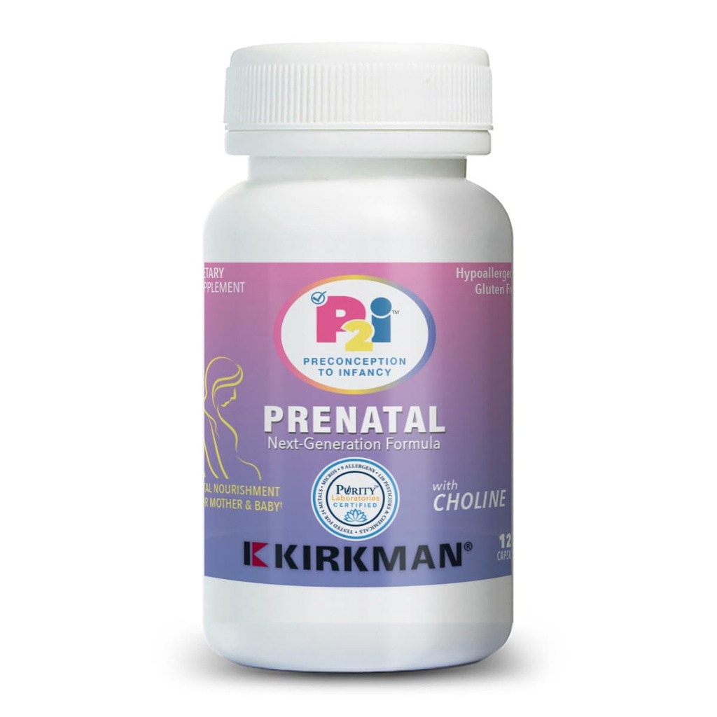 Kirkman P2i Prenatal Vitamine für Frauen, Multivitamin mit Choline, 120 Kapseln, Vital Daily Nutritional Support for Healthy Mother & Baby, OBGYN Formuliert & Endorsed, Allergiker & Gluten-Free