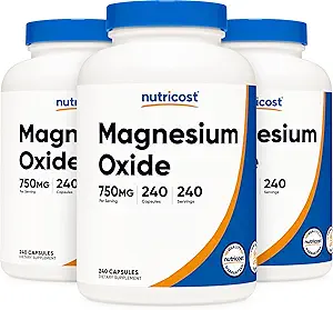 Nutricost Magnesiumoxid 750mg, 240 Kapseln (3 Flaschen)