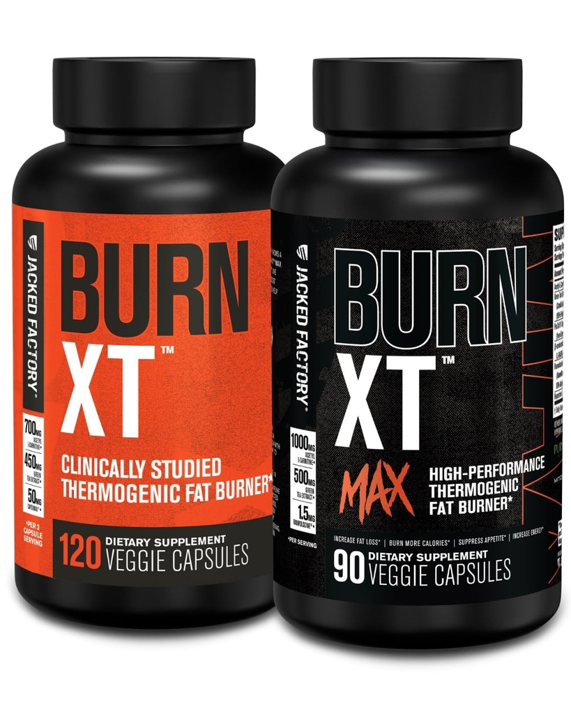 Jacked Factory Burn-XT Klinisch studierte Fat Burner & Weight Loss Supplement (120 Kapseln) & Burn XT Max High-Performance Fat Burner & Appetite Suppresant (90 Kapseln)