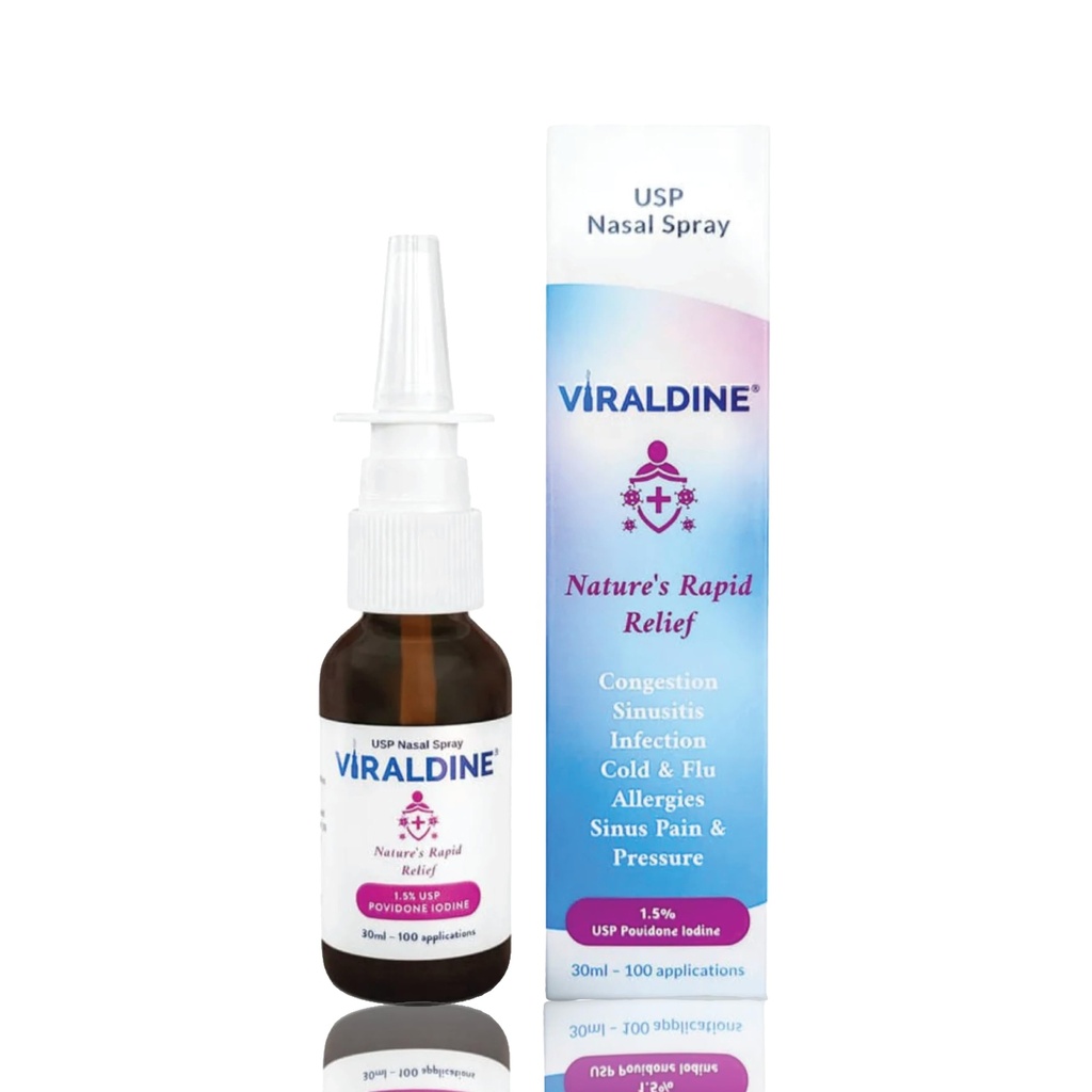 1.5% Povidone-Iodine Nasal Spray, Rapid Relief Formula, Hilft mit Daily Congestion, 100 Anwendungen, 30ml
