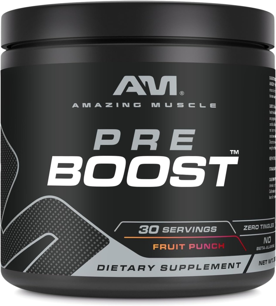 Erstaunliche Muskel Pre Boost | 30 Servierungen | 324 Grams | Pre-Workout Ergänzung | Obst Punch Flavor | Made in USA