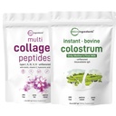 Micro Ingredients Multi Collagen Protein Powder 2 Pounds & Instant Colostrum Powder Bundle 2 Pack | Grass-Fed Collagen Peptides | Premium Bovine Mutters erste Milch