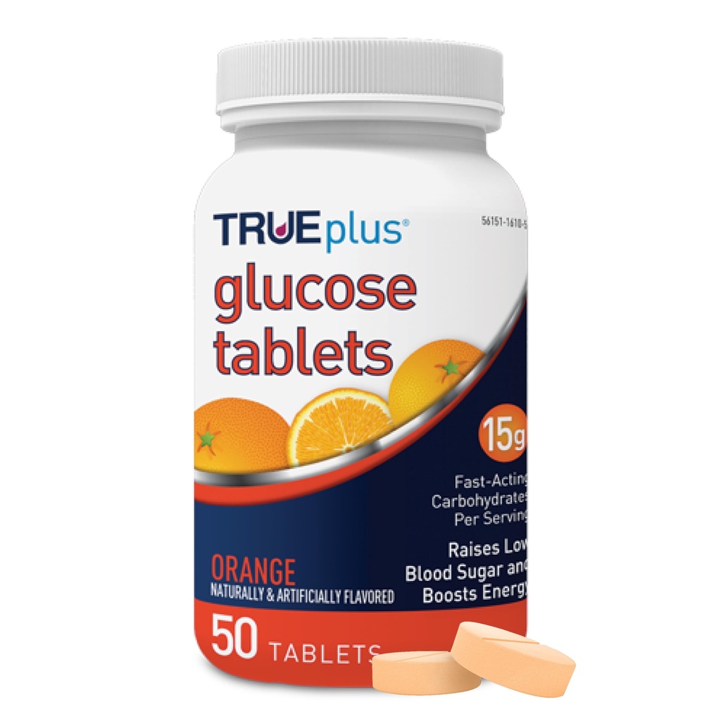 TRUEplus® Glucose Tabletten, Orange - 50ct