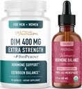 Kräuterhormon Balance Tincture & Extra Strength DIM Ergänzung | Hormon Balancing Bundle mit 400mg DIM Kapseln (90 Portionen) und Flüssige Cycle Unterstützung Ergänzung für Frauen (60 Portionen)
