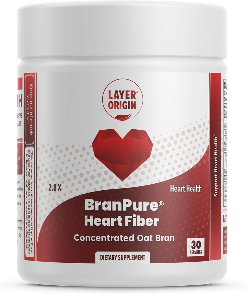 Layer Origin BranPure Heart Fiber, Super Concentrated Oat Bran - Reduzieren LDL-C und Forever Chemicals wie PFAS mit Soluble Oat Glucan, Unflavored Powder