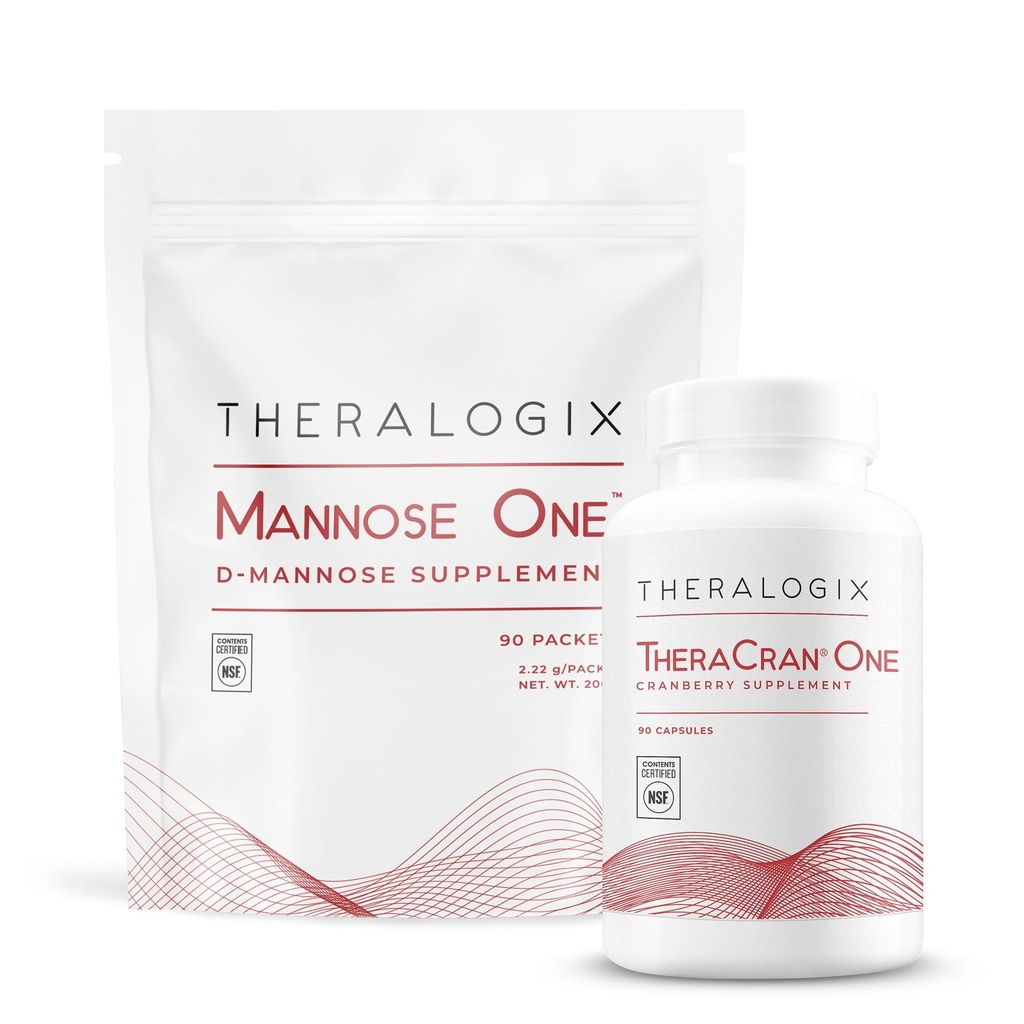 Theralogix TheraCran One + Mannose One Bundle, 90 Count & 7.05 Unze (Pack von 2)