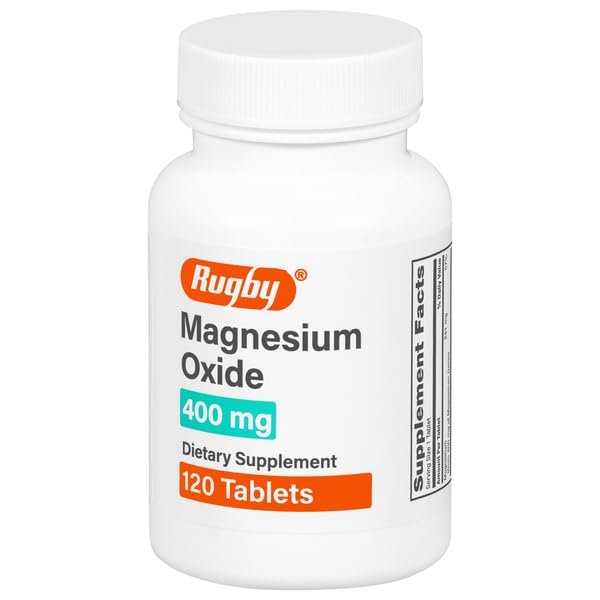 Rugby Magnesiumoxid 400 mg Tabletten - Nahrungsergänzung - Glutenfrei - 120 Zähler (1 Packung)