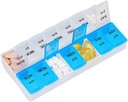 Pill Organizer 7 Tage, Pille Box 2 Mal pro Tag PM Pille Fall, Wöchentliche Pille Container tragbare Reise Medizin Box für Vitamine und Nahrungsergänzungsmittel (blau-weiß)
