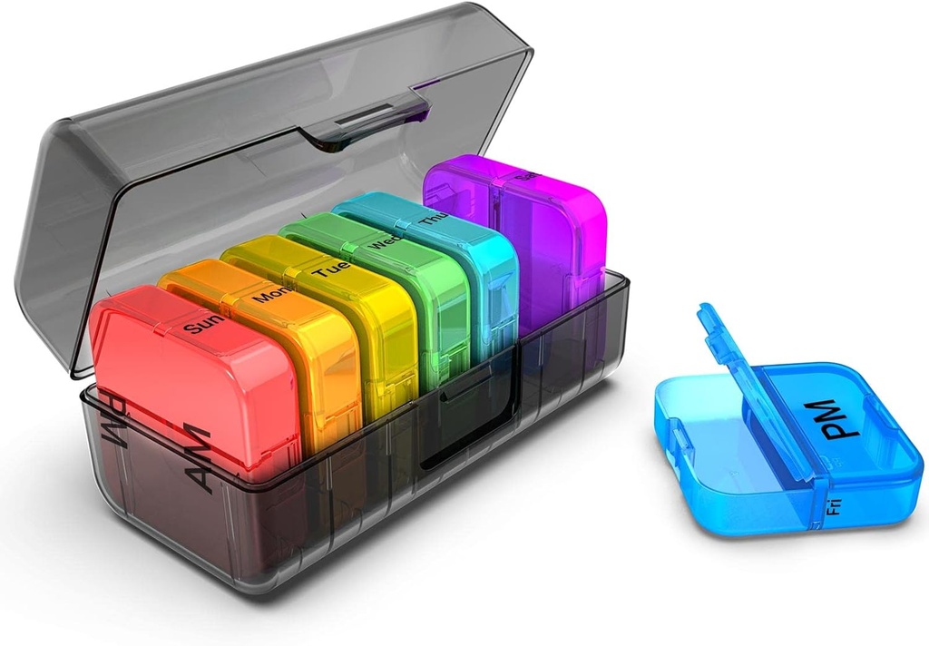 Daviky Pille Box 7 Tage, Pill Organizer 2 Mal pro Tag, Pillen Cases Organizer 7 Tage Am Pm, Portable Travel Pill Organizer, Tägliche Pille Box Organizer, Große Pille Organizer für Fischöl, Vitamin, Ergänzung