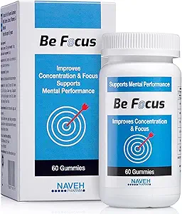 NAVEH PHARMA Be Focus | Focus Supplement | Natural Brain Booster für Kinder & Erwachsene | 30mg Saffron Ergänzungen | Nootropic | Hilfe mit Memory & Attention | 60 Vegan & Non GMO Gummies (Strawberry)