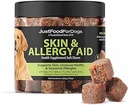 JustFoodForDogs Skin & Allergy Care Soft Chews Ergänzung für Hunde, Saisonale Allergien, Itchy Skin Relief, Entzündung, Immununterstützung - 45 Count